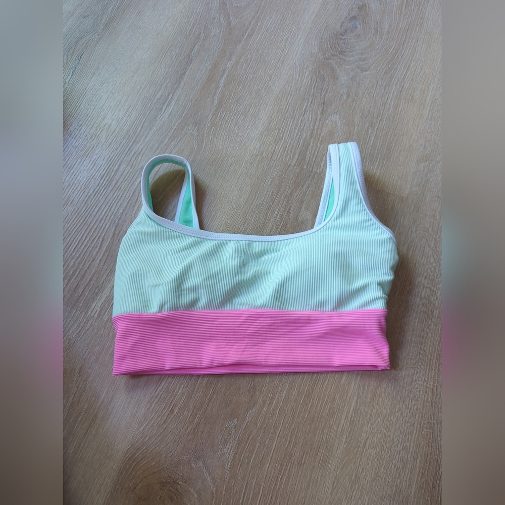 LainSnow Pastel Green and Pink Bikini Top